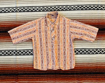 Vintage 1950s 1960s Ladies Tiki Hawaiian Cotton Shirt XS