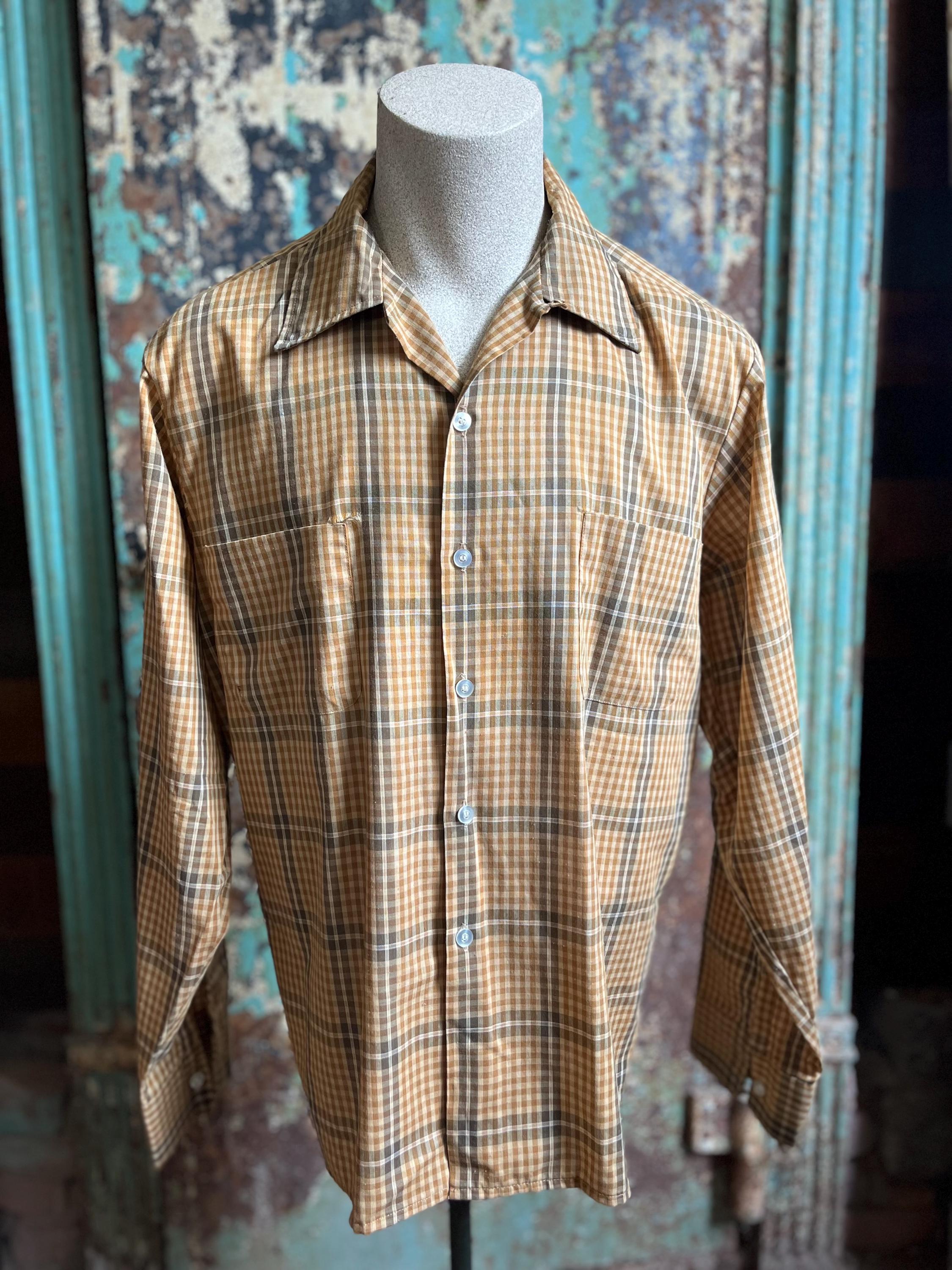 トップス 60s M'GREGOR vintage cotton shirt 1960's Mc Gregor Men's Shirt~ 60's Mod Style Rockabilly
