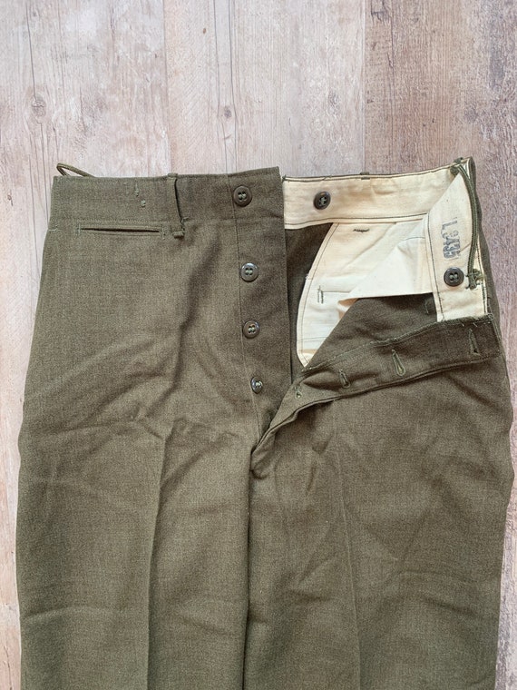 35x35 Vintage 1940’s Green Military Field Trousers - image 4