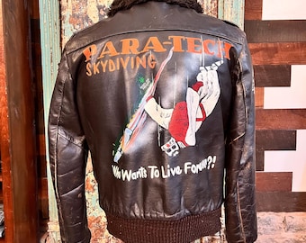 Hand Painted Men's WW2 Inspired Nose Art Flight Jacket With Little