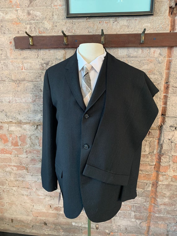 Size 44 Vintage 1950’s Black Suit - image 1