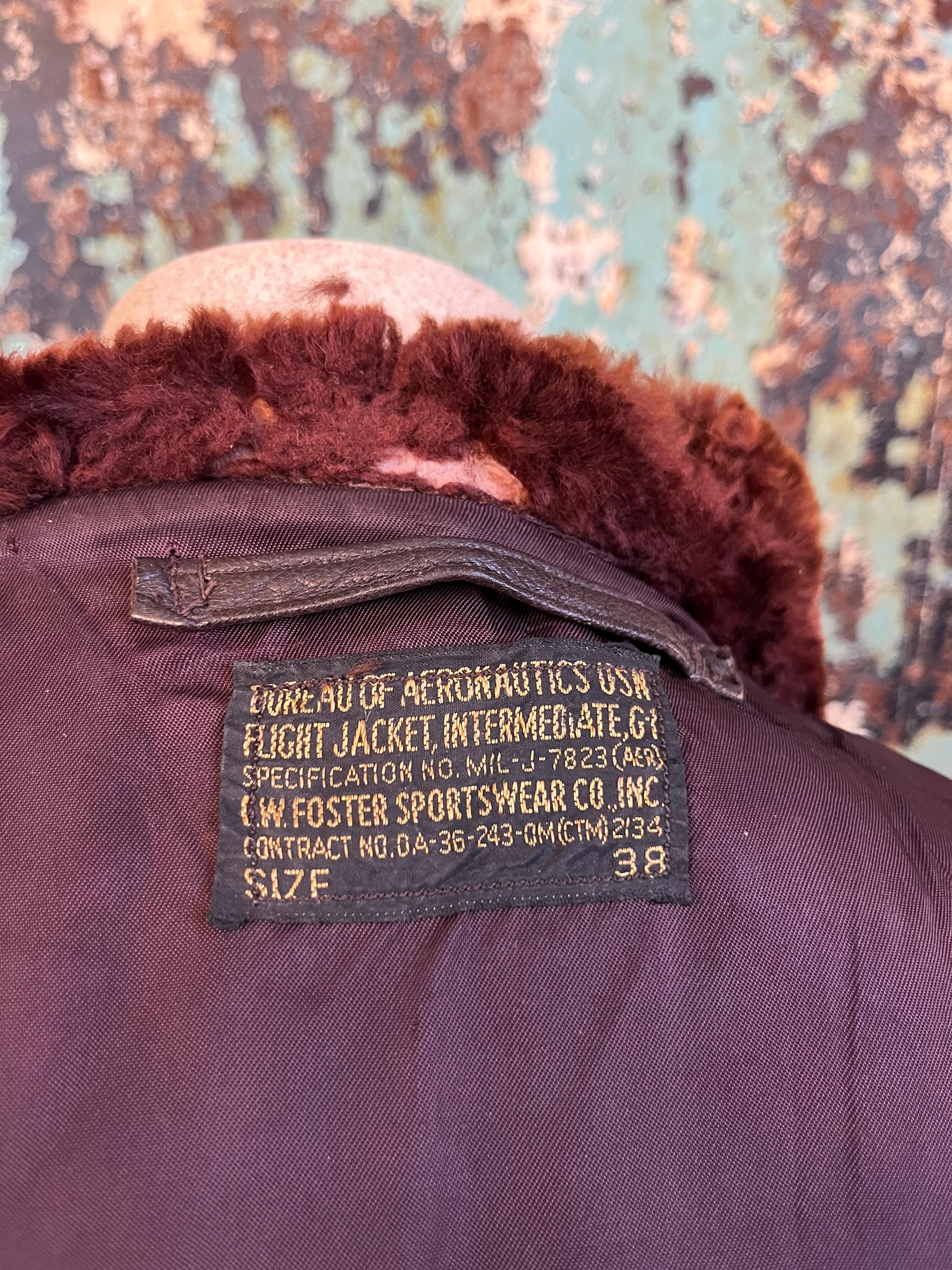 Vintage 1950s G-1 Flight Jacket L.W Foster MIL-J-7823 (AER