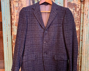 Vintage 1950s 1960s Gray And Black Sport Coat Size 34