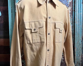 Vtg Fox Knapp Wool Mens Flannel Large Rockabilly Button Up