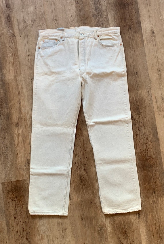 40x32 Vintage NOS Dead Stock 501 White Levi Jeans - image 3