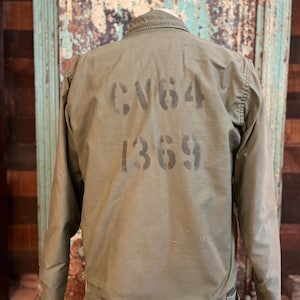 Vintage 1980s USN Deck Jacket Back Stencil Large
