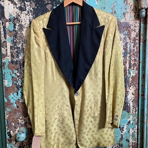 Vintage 1960s Towncraft Blue Satin Peak Lapel Sport Coat 41R