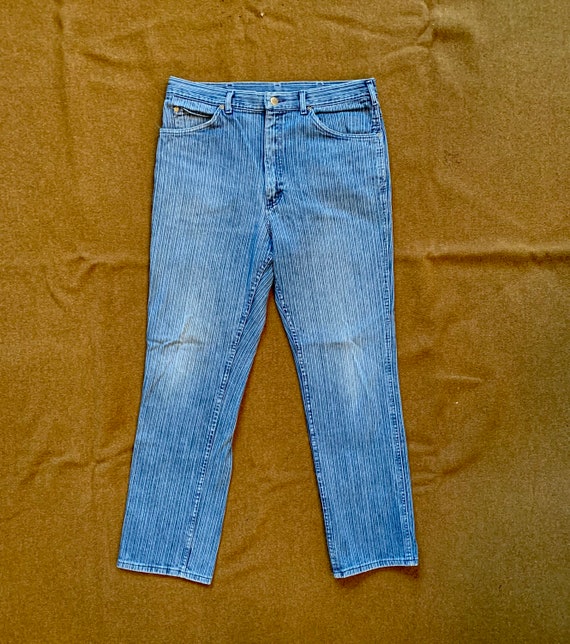 Vintage 1970s Pinstripe Lee Rider Jeans High Wais… - image 3