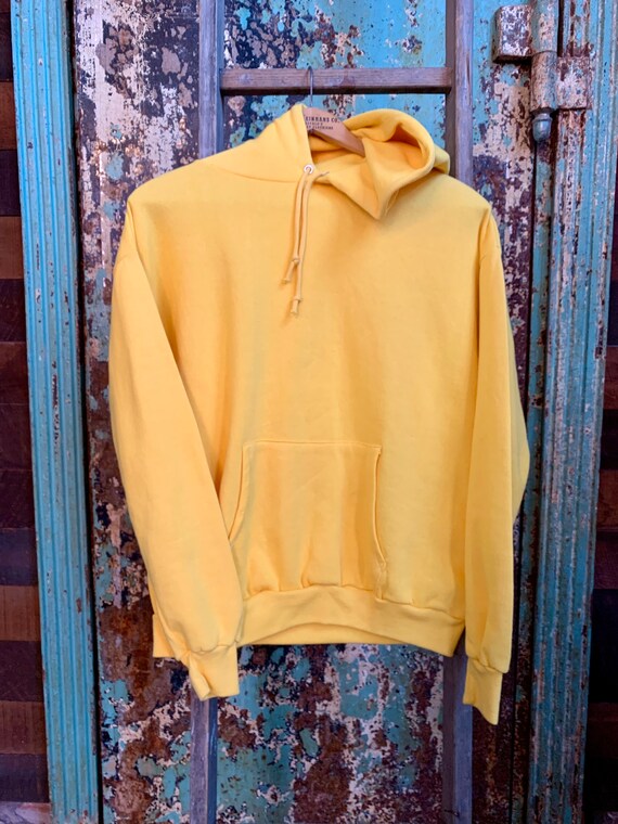 Vintage 1970s 1980s Yellow Hoodie Large