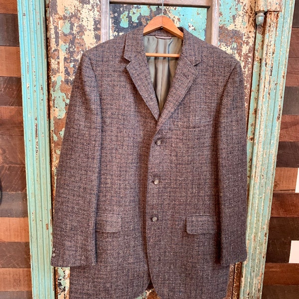 Vintage 1950s 1960s Tweed Wool Three Button Sport Coat Size 43