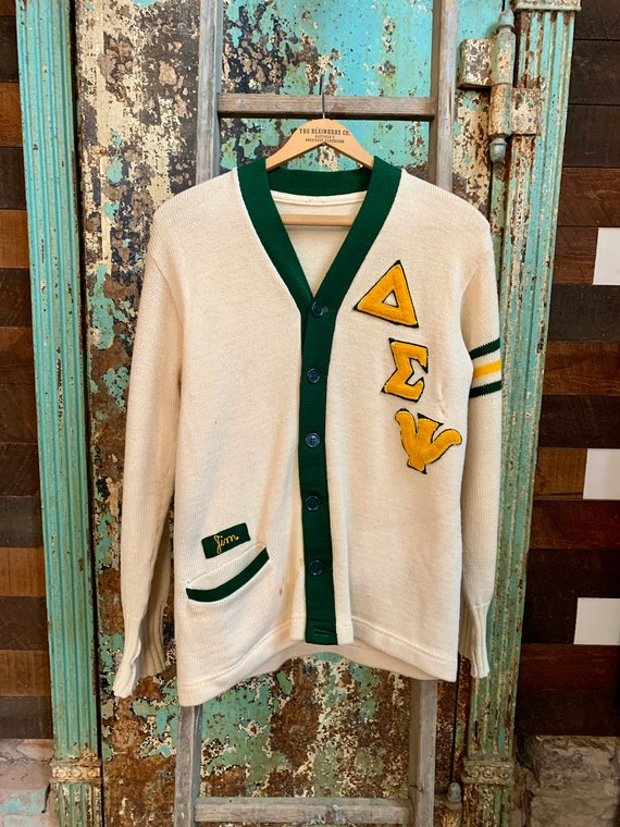 Vintage 1950s 1960s Delta Fraternity Cardigan Swe… - image 1