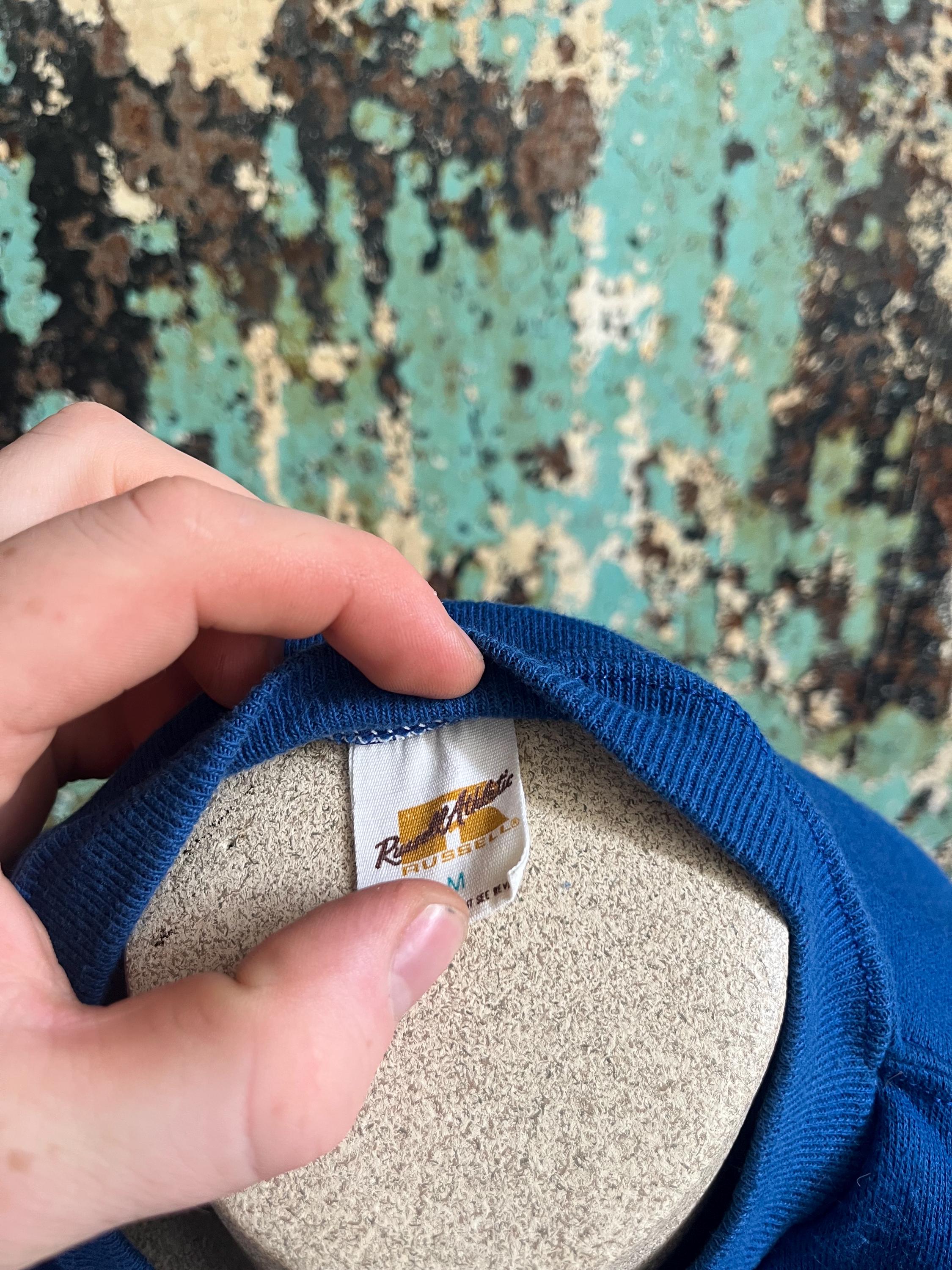 Vintage 1970s 1980s Russell Athletic Blue Crew Neck Sweatshirt