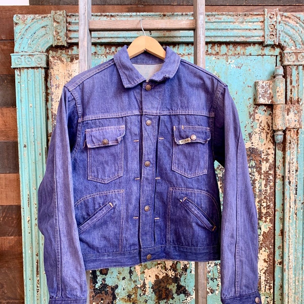 Vintage 1960s 1970s Gauchos Selvedge Denim Jacket W/ Horse Stitching Small