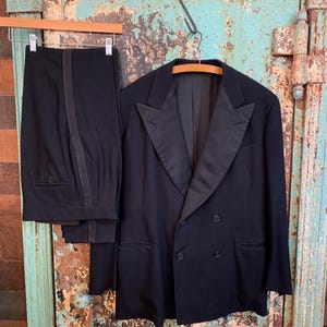 Vintage 1920s 1930s Black Two Piece Tuxedo 44R