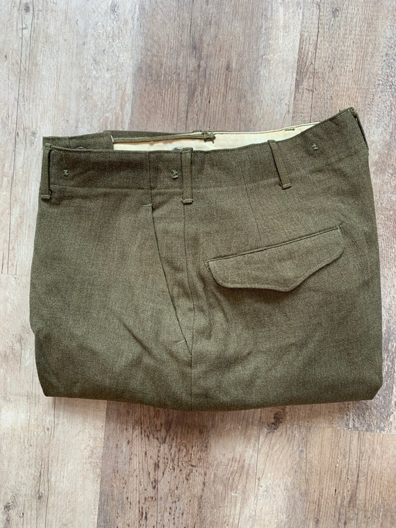 35x35 Vintage 1940’s Green Military Field Trousers - image 2