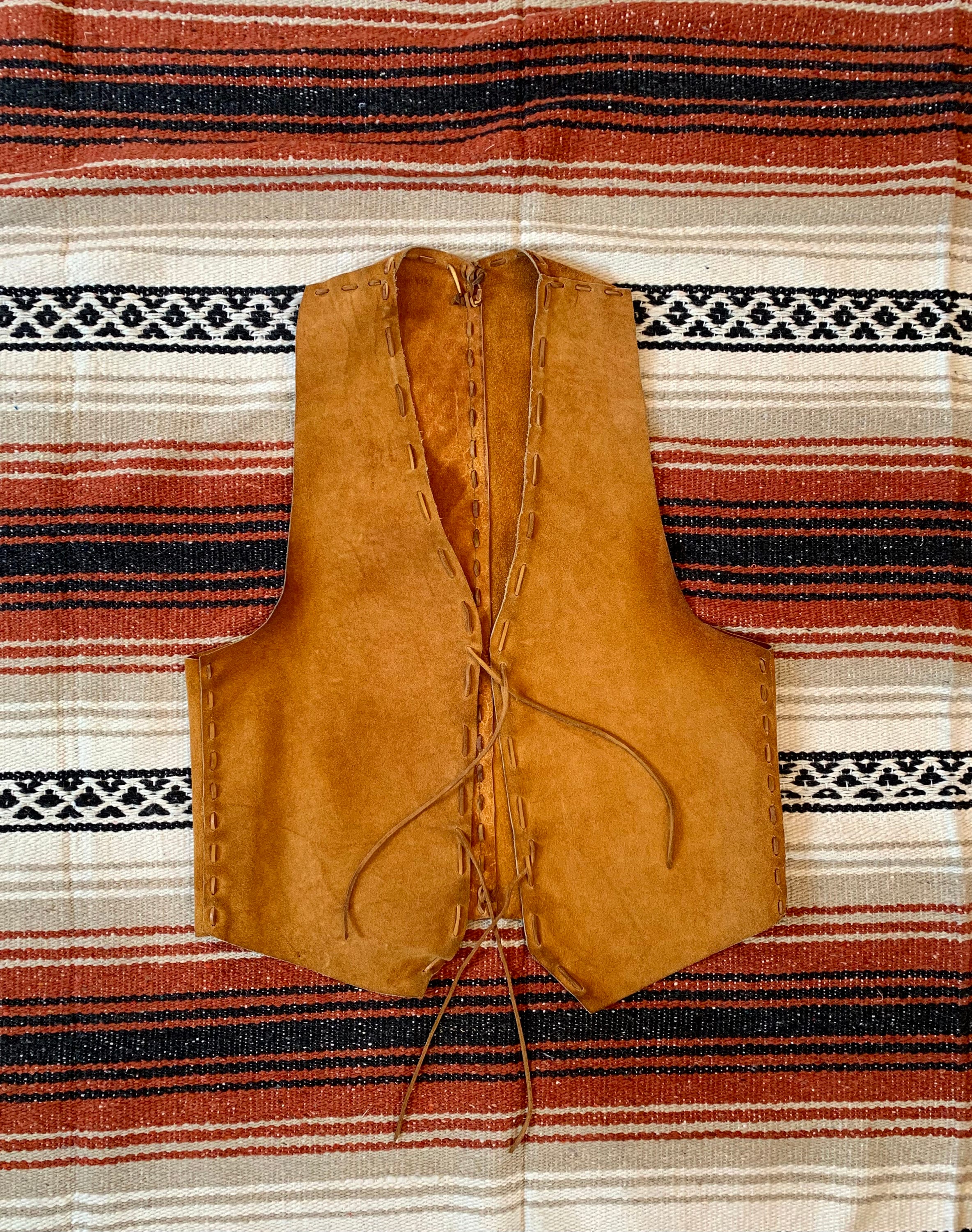 Vintage Buckskin Leather Vest Medium Etsy