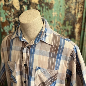 Vintage 1960s 1070s Cotton Flannel Cutoff Shirt XL