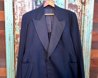 Vintage 1940s 1950s Black Wool Tuxedo Jacket Size 39