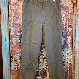 Vintage 1960s 1970s Olive Green Field Trousers 34x29