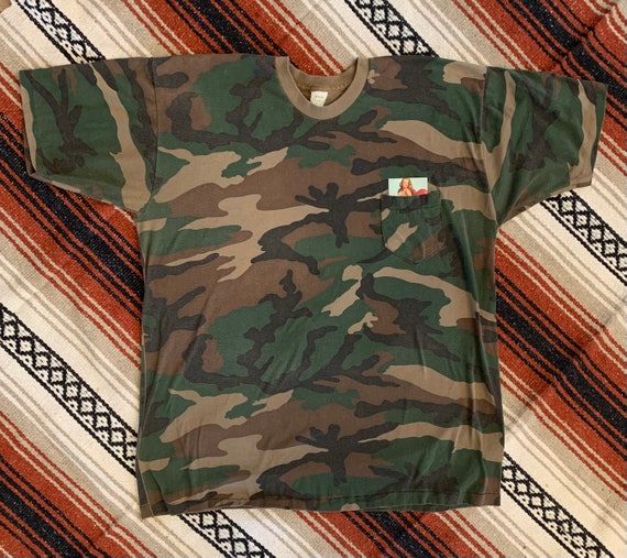 XL Vintage 1980’s Camouflage Pocket T Shirt - image 2