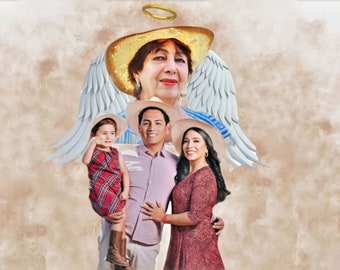 Watercolor Memorial Portrait: Add Deceased Loved One From Photos (Digital File)