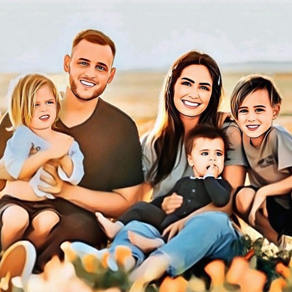 Custom Family Portraits, Family Portrait From Photo, Couple Portraits, Custom Cartoon Portraits, Cartoon Portraits With Pet, Cartoon gifts