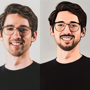Niestandardowy portret z kreskówki ze zdjęcia, portret wektorowy, zdjęcie profilowe w mediach społecznościowych, spersonalizowany portret, komiksowa ja, komiksowe selfie