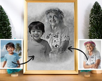 Memorial Photo Portrait: Add Deceased Loved One, Combine Photos (Digital File)