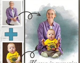 Custom Family Watercolor Portrait: Add Loved One to Photo (Digital File)
