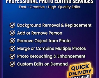 Custom Photo Editing Service, Photoshop Service, Remove People From Photo, Add Person To Photo, Merge Photos, Background Removal, Digital