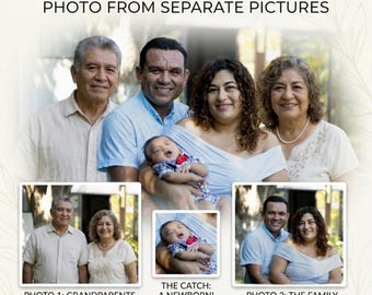 Add Deceased Loved One To Photo, Custom Memorial Portrait, Add Person To Family Photo, Realistic Photo Merge, Add Someone To Picture
