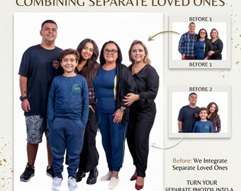 Custom Memorial Portrait, Realistic Photo Merge, Add Loved One (Digital File)