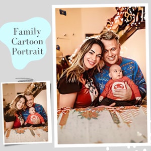 Custom Family Portrait, Couple Portrait, Cartoon Portrait From Photo, Family Cartoon Portrait, Cartoon Portrait with Pet, Christmas Gift