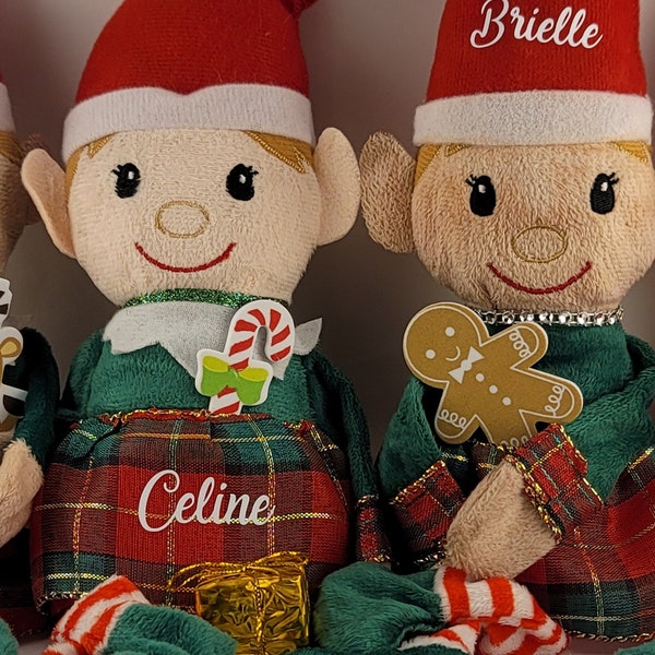 Elfo de Navidad personalizado - Elfos de Navidad con nombre - Decoración navideña - Elfo de Navidad de felpa - Relleno de medias