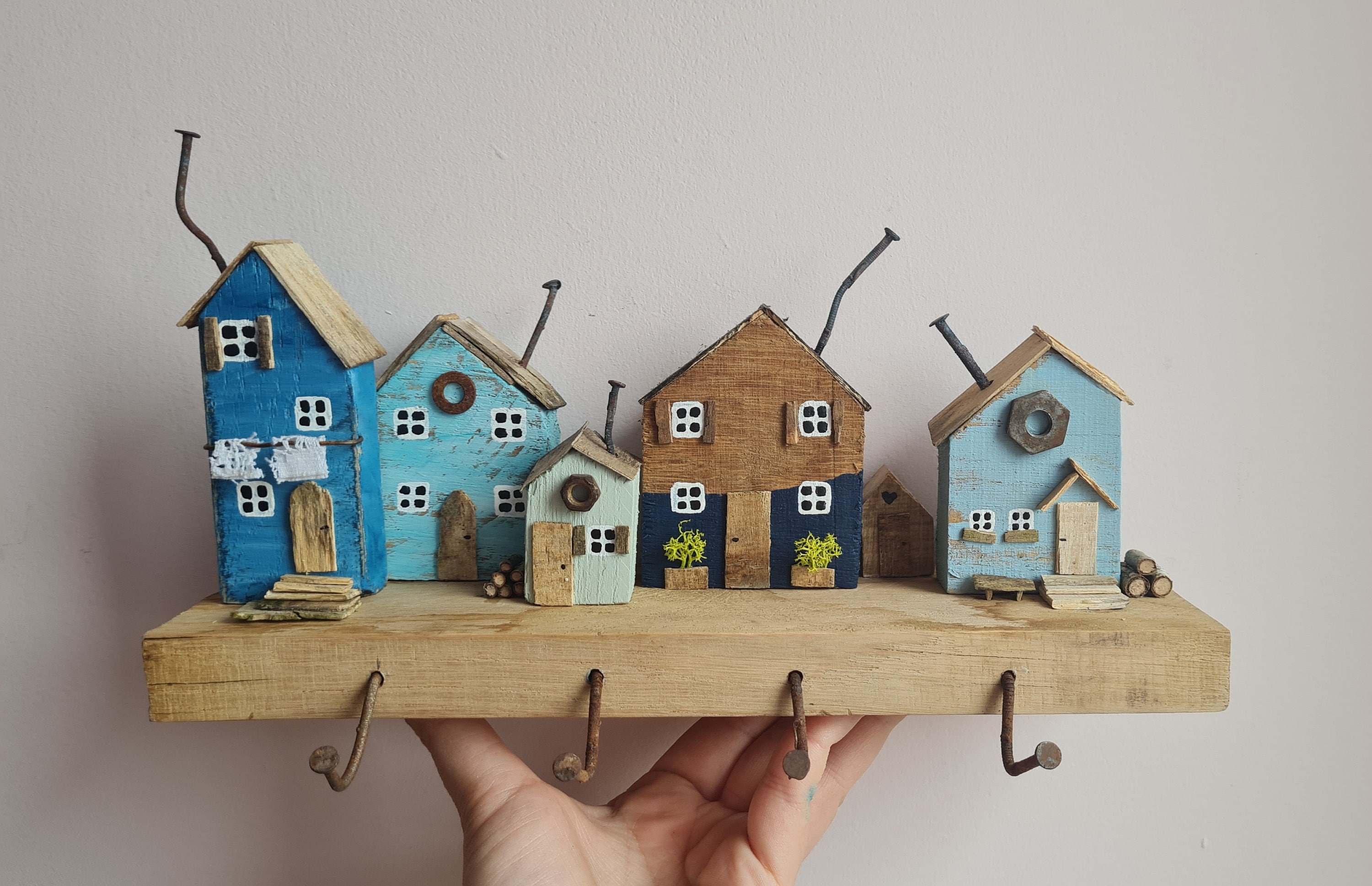 Small Wood House Mini Popsicle Stick House Little Village House
