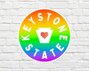 Keystone State Vinyl Decal | Rainbow