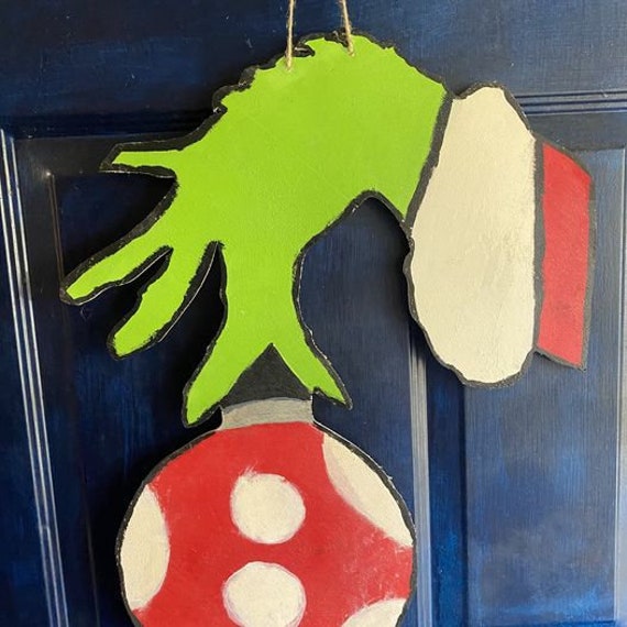 Grinch Hand Door Hanger Etsy