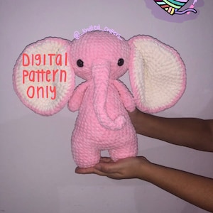 Megan the elephant crochet pattern by knitted critters , amigurumi pattern pdf
