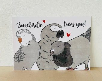 Ansichtkaart "Somebirdie loves you!"