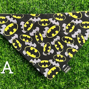 Cartoon Character Inspired Dog Bandana Over Collar & Reversible - Personalised Embroidery Option