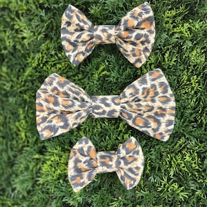 Leopard Print Dog Bow Tie Animal Print Big Cat Pattern - Collar Attachable