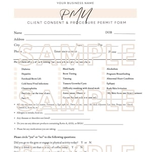 Microblading, Powder Brows, PMU Consent Form + Media Consent