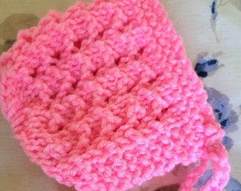 WILLOW Pretty Pink  Baby Bonnet/ Cosy Bonnet/Textured Baby Hat