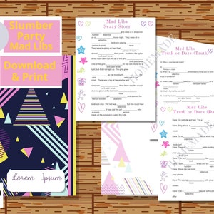 Mad Libs for Kids Printable sleepover game party game kids game instant download party activity