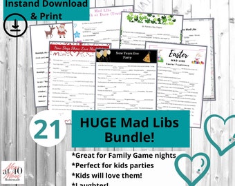 Mad Libs Game Bundle, Funny Fill-in-Blank Stories (PDF Printable)