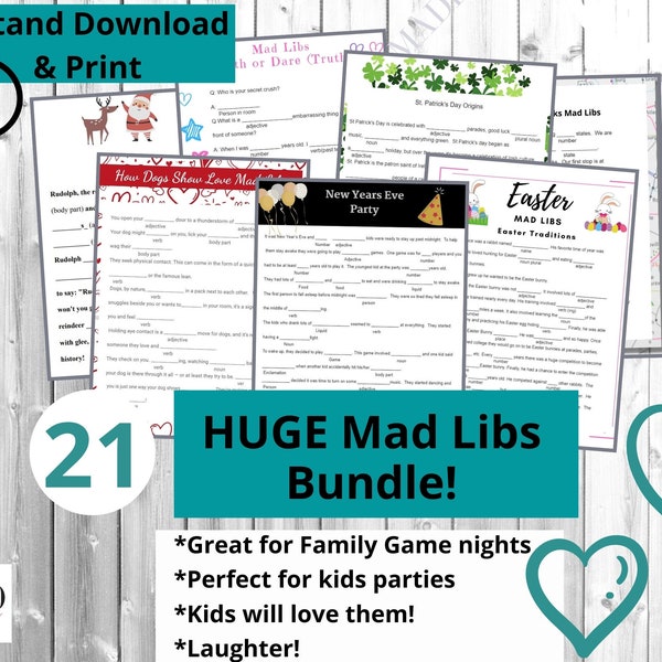 Huge Mad Libs Printable GAmes, Game Bundle Template,  The World's Greatest Game, Funny mad libs stories for kids, Road Trip  Party Game