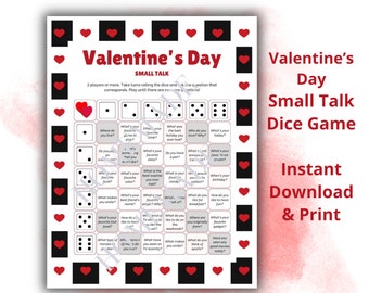 Small Talk Dice Valentine's Day Games, Kids  Activities, Valentine themed game, download, printable, checkered pattern, classroom game