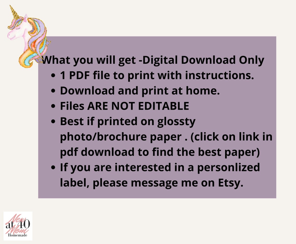 DIGITAL DOWNLOAD Unicorn Theme Chip Bag Labels Printable - Etsy