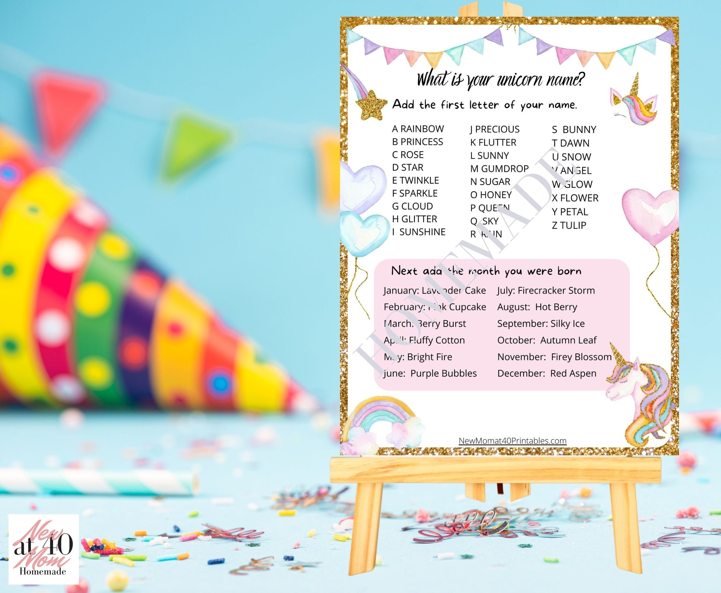 Instant Download What is Your Unicorn Name Game, Birthday Party Game ...