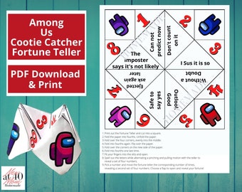 Among Us Cootie Catcher, Origami Fortune Teller Party Game (Printable PDF)